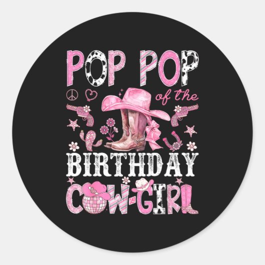 P P Of The Birthday Cow-girl Nk Disco Rodeo P P Runder Aufkleber (Vorderseite)