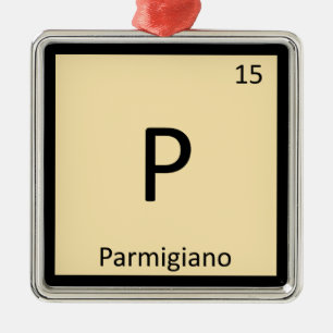 P - Parmigiano-Käse Chemie Periodensystem Silbernes Ornament