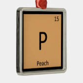 P - Peach Fruit Chemistry Periodisches Tabellensym Ornament Aus Metall (Rechts)