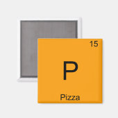 P - Pizza Funny Chemistry Element Symbol T - Shirt Magnet (Vorderseite/Rückseite)