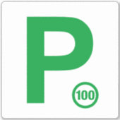 P Plate 100 Weiß/Grün Aufkleber (Vorderseite)
