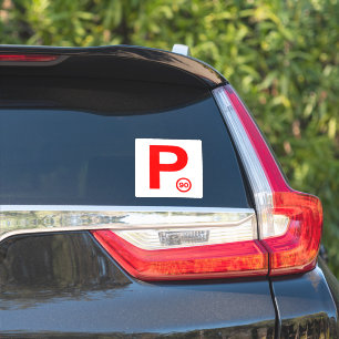 P Plate 90 Weiß/Rot Aufkleber