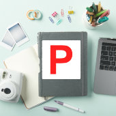 P Plättchen Weiß / Rot Aufkleber (iPad Hülle)