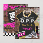 P Retro 90er Hip Hop Pink|Gold Dankeskarte (Vorne/Hinten)