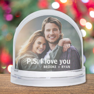 P.S. I Liebe Sie Romantische Couple Foto Custom Schneekugeln