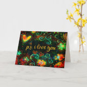P.S. I Liebe Sie Whimsical Modern Valentine Karte (Gelbe Blume)