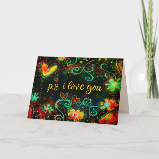 P.S. I Liebe Sie Whimsical Modern Valentine Karte (Vorderseite)