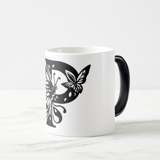 P Schwarzer Butterfly Verwandlungstasse (VorderseiteRechts)