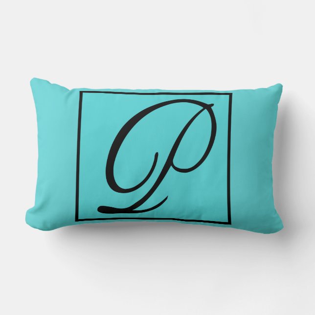 P - Single Initial P on Aqua Pillow Lendenkissen (Vorderseite)