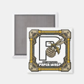P steht für Papierwespe – GTA Style ABC Lernen Magnet (Vorderseite/Rückseite)
