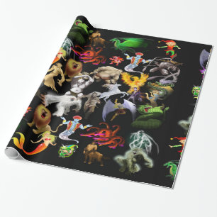 P steht für Phoenix-Wrap (Schwarz) Geschenkpapier