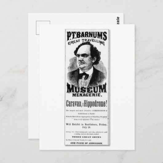 P.T. Barnums großartiges Reisemuseum Menagerie Postkarte (Vorne/Hinten)