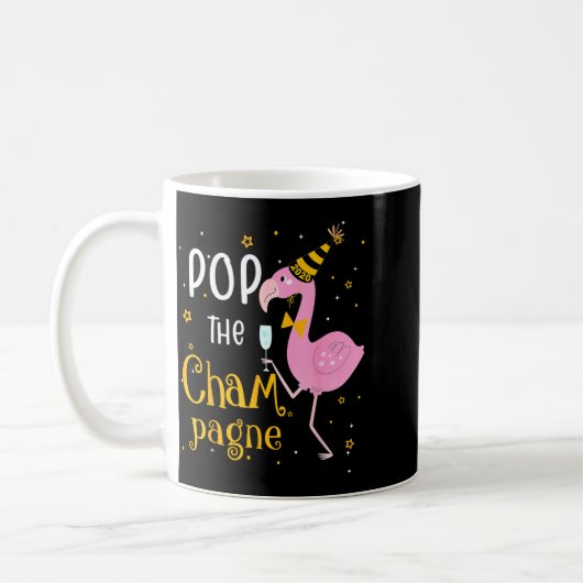 P The Champagne It's New Year! Funny Flamingo Drin Kaffeetasse (Links)