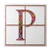 P Trajanus Red Custom Monogram Tile Fliese (Vorderseite)