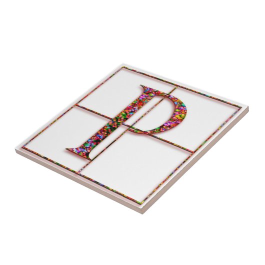 P Trajanus Red Custom Monogram Tile Fliese (Seite)