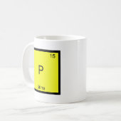 P - Urin-Chemie-Element-Symbol-lustiges Kaffeetasse (Vorderseite Links)