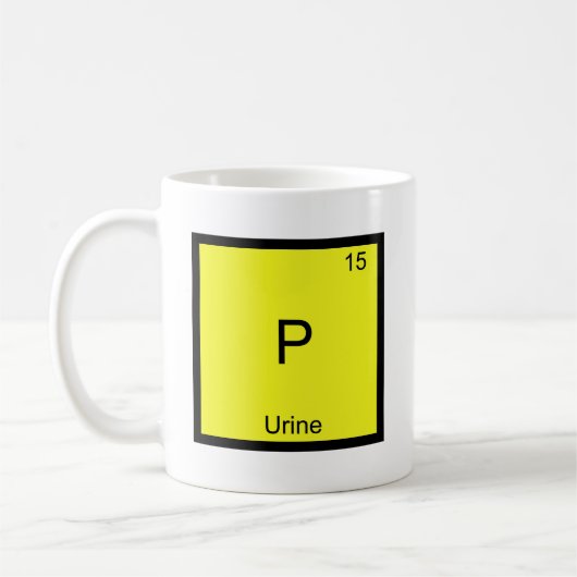 P - Urin-Chemie-Element-Symbol-lustiges Kaffeetasse (Links)