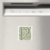 P Verzierte Floral Leafon Monogramm Magnet (In Situ (Geschirrspüler))