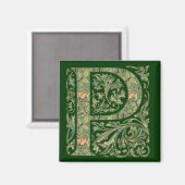 P Verzierte Floral Leafon Monogramm Magnet (Vorderseite/Rückseite)
