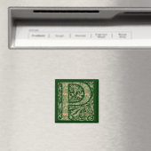 P Verzierte Floral Leafon Monogramm Magnet (In Situ (Geschirrspüler))