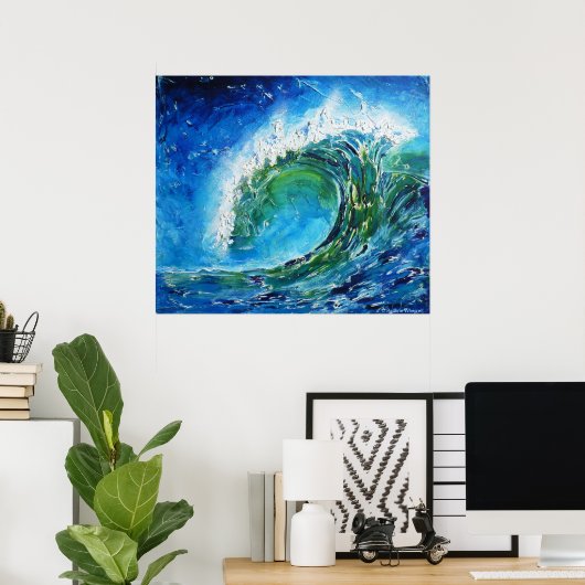 © P Wherrell Fine Art Ölmalerei Wave Ozeane Poster (Heimbüro)