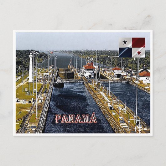 PA0003 Amerika - Panama - Kanallappen - Panoramaau Postkarte (Vorderseite)