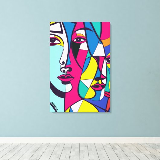 PA_003 Abstrakter Pop Art Leinwanddruck (Insitu (Holzboden))