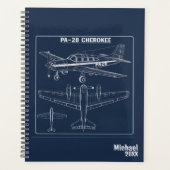 PA-28 Cherokee Airplane Blueprint Blue Aviation Planer (Vorderseite)