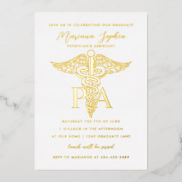 PA Arztassistent Caduceus Abschluss Gold Folieneinladung