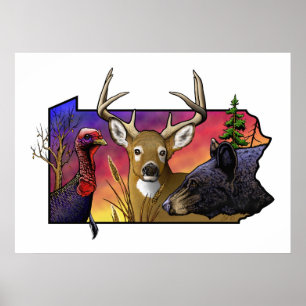 PA Big Game Animals Poster