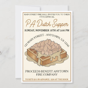 PA Dutch Food Fire Hall Hähnchen und Waffeln Einladung