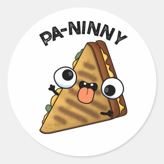 Pa-ninny Funny Panini Pun bietet eine niedliche Pa Runder Aufkleber (Vorderseite)