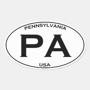 PA - Pennsylvania USA Oval Logo Ovaler Aufkleber