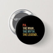 Pa The Man Myth Legend Shirt Funny Father Dad Chri Button (Vorne & Hinten)