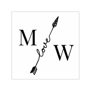 Paar 2 Anfangsmonogramm mit Liebe Arrow Spacer Permastempel