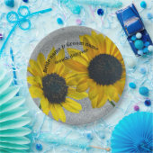 Paar 2 Hochzeitssonnenblumen Pappteller (Party)