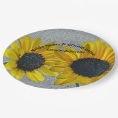 Paar 2 Hochzeitssonnenblumen Pappteller (Schrägansicht)