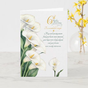 Paar 6. Hochzeitstag sentimentale Calla-Lilien Karte