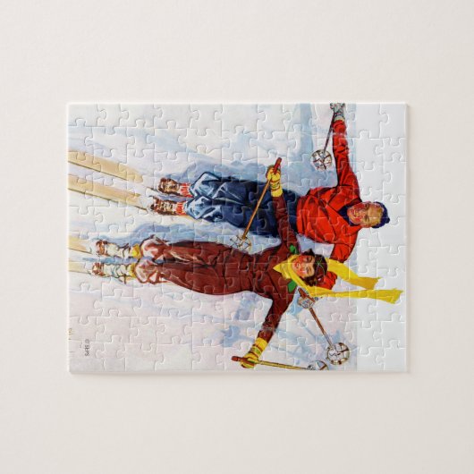 Paar-Abfahrtskilauf Puzzle (Horizontal)