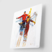 Paar-Abfahrtskilauf Quadratische Wanduhr (Winkel)