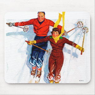 Paar Abfahrtsskilauf Mousepad