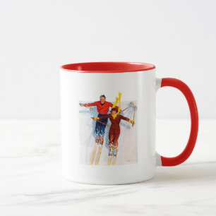 Paar Abfahrtsskilauf Tasse