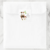 Paar Affen in einem Baum Hochzeit Bridal Gefallen Quadratischer Aufkleber (Tasche)