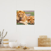 Paar Afrikanischer Löwen, Panthera leo, Tansania Poster (Küche)