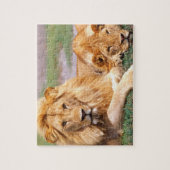 Paar Afrikanischer Löwen, Panthera leo, Tansania Puzzle (Vertikal)
