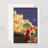 Paar am Folkestone Beach Postkarte (Vorne/Hinten)