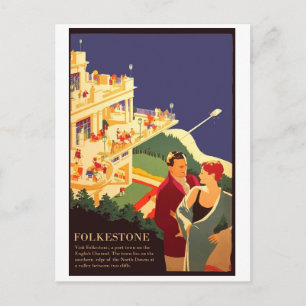 Paar am Folkestone Beach Postkarte
