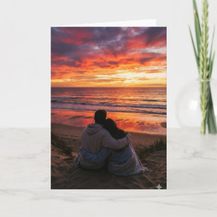 Paar am Meer beim Sonnenuntergang - Valentinstag,  Karte