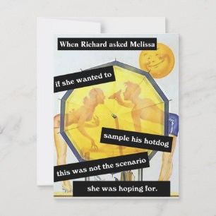 Paar am Strand mit Hotdog Lustige Personalisierte Postkarte