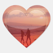 Paar am Strand Valentine Herz-Aufkleber (Vorderseite)